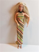 Vintage Barbie In Striped Knit Maxi Dress.  Very