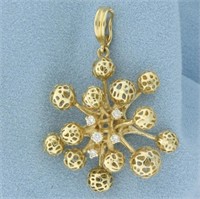 Diamond Sputnik Pendant in 14k Yellow Gold
