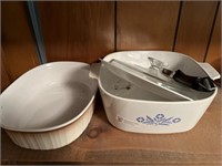Corning ware lot - casseroles, plate, lid, handle