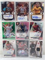 9x High End soccer autographed and patches cards