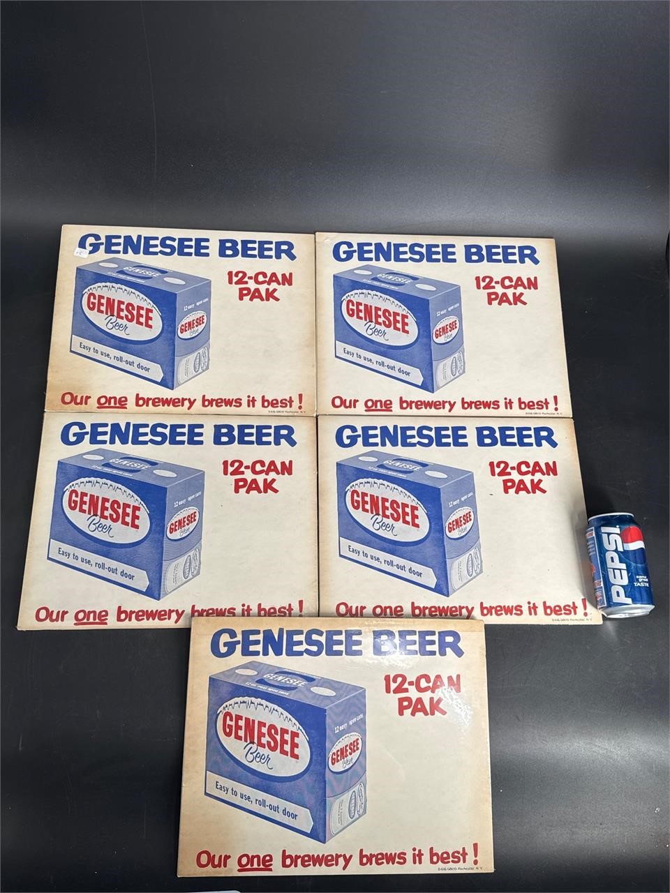 LOT OF 5 GENESEE BEER PRICER CARDBOARD SIGNS