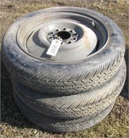 (3) Uniroyal hideaway spare tires with rims. Size