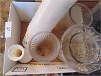 Assorted Vases & Plastic Cups