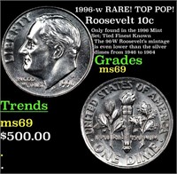 1996-w Roosevelt Dime RARE! TOP POP! 10c Grades ms