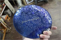 PRESSED GLASS COBALT PLATE