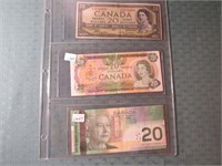 (3) CANADA TWENTY DOLLAR BILLS 1954, 1979, 2004