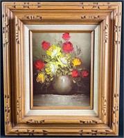 Original Oil Flower Painting Signed by Artist Deac