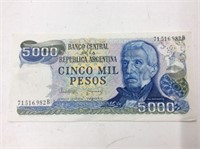 Argentina 5000 Pesos 1989 Crisp