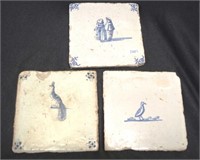 Group three antique Delft ceramic tiles