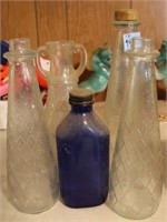 5 VINTAGE GLASS JARS