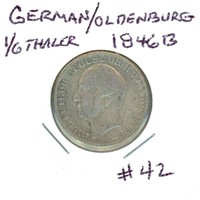 German 1846B Oldenburg 1/6 Thaler