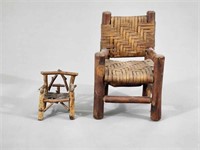 TWO MINIATURE RUSTIC CHAIRS