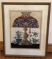 Tiffany Lamp Framed Needlepoint