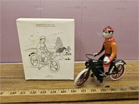 Tin Litho Toy- Man on Bicycle w Original Box