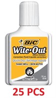 SIZE 22ML 25PCS BIC WHITE-OUT CORRECTION FLUID