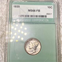 1935 Mercury Silver Dime NTC - MS 66 FB