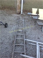 12ft wooden ladder (rusted hooks)