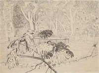Horace Fleisher Pen & Ink Drawing Borda Garden
