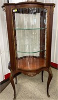 Antique Vitrine with Mirrored Top and Brass Trim