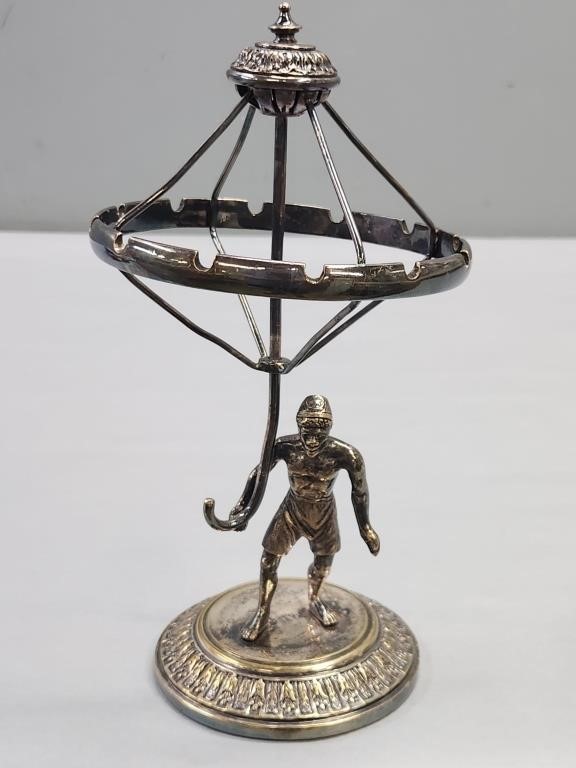 Antique Figural Silverplate Man & Umbrella Stand