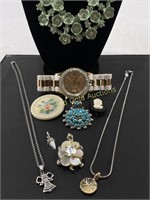 Costume Jewelry: Necklaces, Pins & Watch