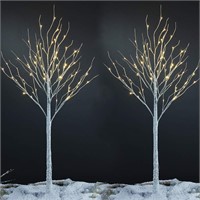LIGHTSHARE 6 Feet Birch Tree, 72 LED Lights,