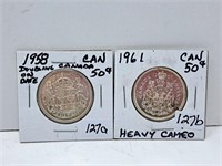 1958 DOUBLING ON DATE, 1961 HEAVY CAMEO CANADA 50