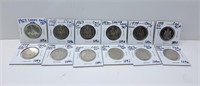 GROUP OF 12 UNCIRCULATED CANADA 50 CENT PCS