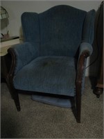 Blue wingback chair