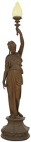 Lg. Figural Maiden Newel Post Lamp