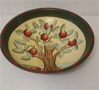 14½" painted wooden bowl - apple tree