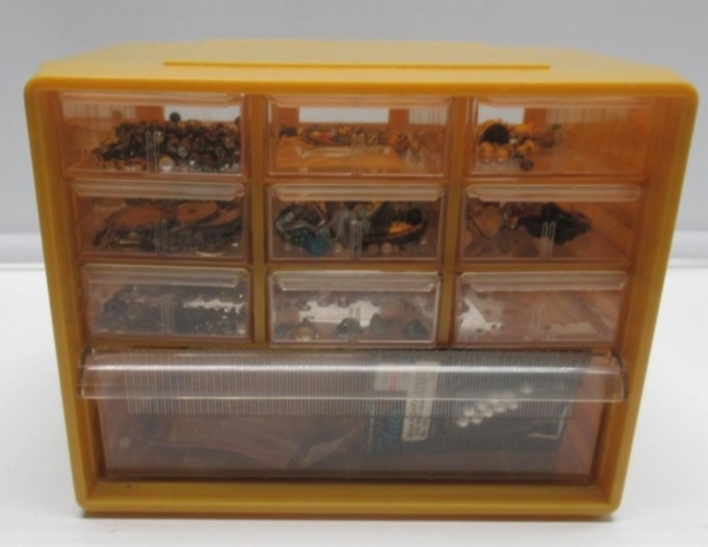 PLASTIC ORGANIZE WITH BEADS, JEWELRY PARTS,