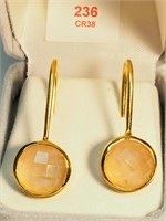 $220. Gold-Plated S/Silver Rose Quartz Earrings