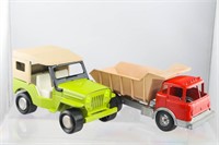 Pressed Steel Hubley Dump Truck and Jeep