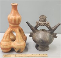 2 Ethnographic Folk Pottery Vessels