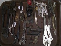 Box Lot pipe wrenches and vice grips