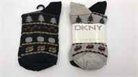 3pr New Dkny Womens Socks 2 Xmas Theme 1 Solid