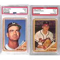 (2) Psa Graded 1962 Topps Baseball Spahn/buhl