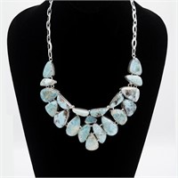 Huge Natural Caribbean Blue Larimar Necklace