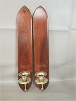 2 Vtg Home Interiors Wooden Wall Sconces