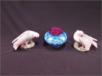 Pair of 6" decorative birds and a contemporary