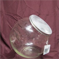 Antique round countertop glass candy jar.