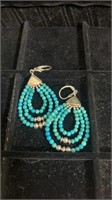 925 sterling silver multi hoop turquoise earrings