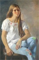 CHRISTOPHER CLARK Oil Painting of Young Girl