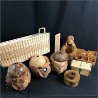 carved coconuts, etc