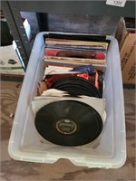 Vintage LP Records in Tub, Different Titles