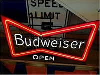 Budweiser open neon advertising sign