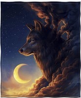 New Dawhud Direct Golden Moon Wolf Fleece Blanket