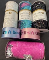 Lot of Ribbon & Flippable Mermaid Sequins Fabrics