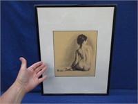 framed original nude drawing by beau stahl